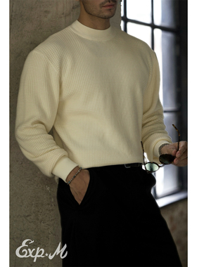 柴米半高领重磅保暖毛衣男士长袖T恤休闲打底衫毛衫阿美咔叽美式