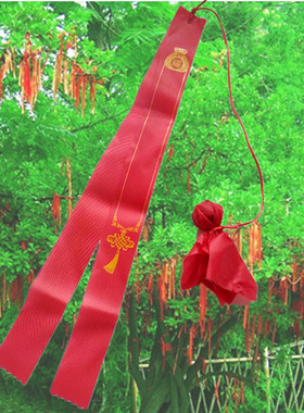 老树手抛球飘带球款红色丝带旅游景区挂树许愿球投扔弹力珠红布条