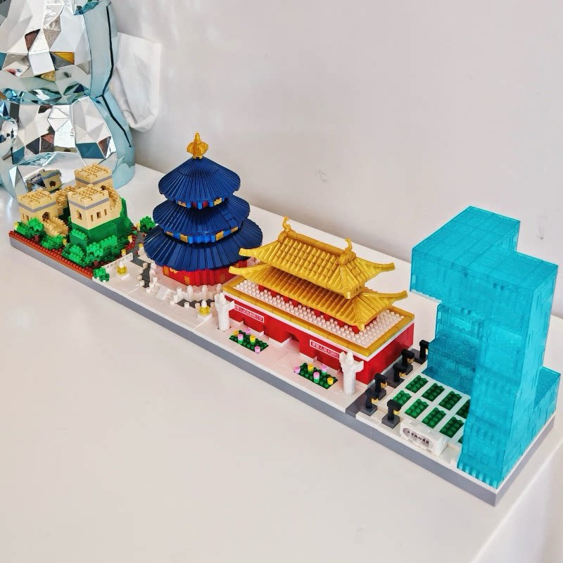 3合1天安门长城天坛建筑积木北京