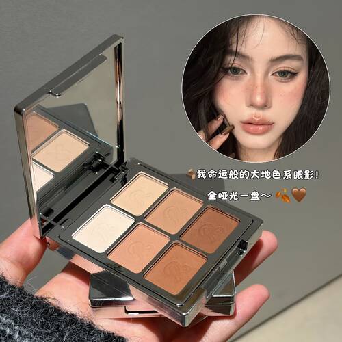 大地色哑光综合眼影盘卧蚕提亮阴影修容氛围腮红多功能新手眼影盘