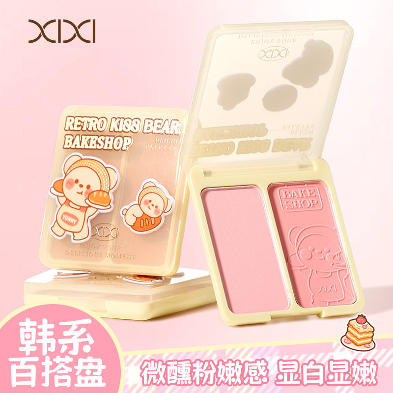 xixi奶芙熊眼颊两用腮红盘自然提亮细腻膨胀修颜韩系微醺粉嫩显白