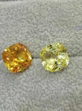 首饰级大颗粒焰熔法黄色合成蓝宝石 人工培育晶体干净颜色漂亮