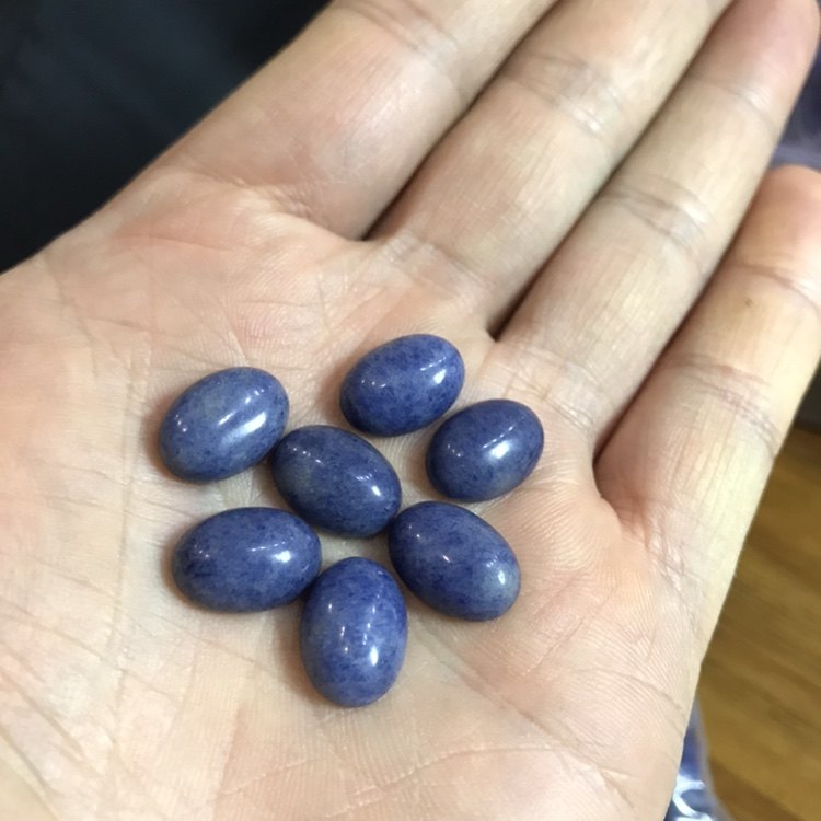 天然蓝色石英岩b04b-9 蓝东陵蓝线石 国赛宝玉石鉴定学习标本