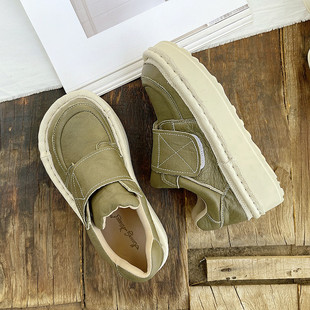 女春季 圆头休闲大头鞋 老爹鞋 女丑萌女鞋 女百搭文艺单鞋 真皮松糕鞋