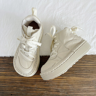 松糕真皮女鞋 老爹鞋 面包鞋 文艺森女厚底马丁靴复古宽头圆头小皮鞋