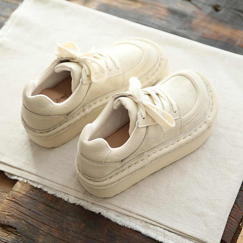 丑萌鞋厚底真皮女鞋2025年春季大头鞋休闲老爹鞋女圆头松糕底单鞋,女鞋,深口单鞋,淘宝优惠券,粉丝福利购,淘宝优惠卷