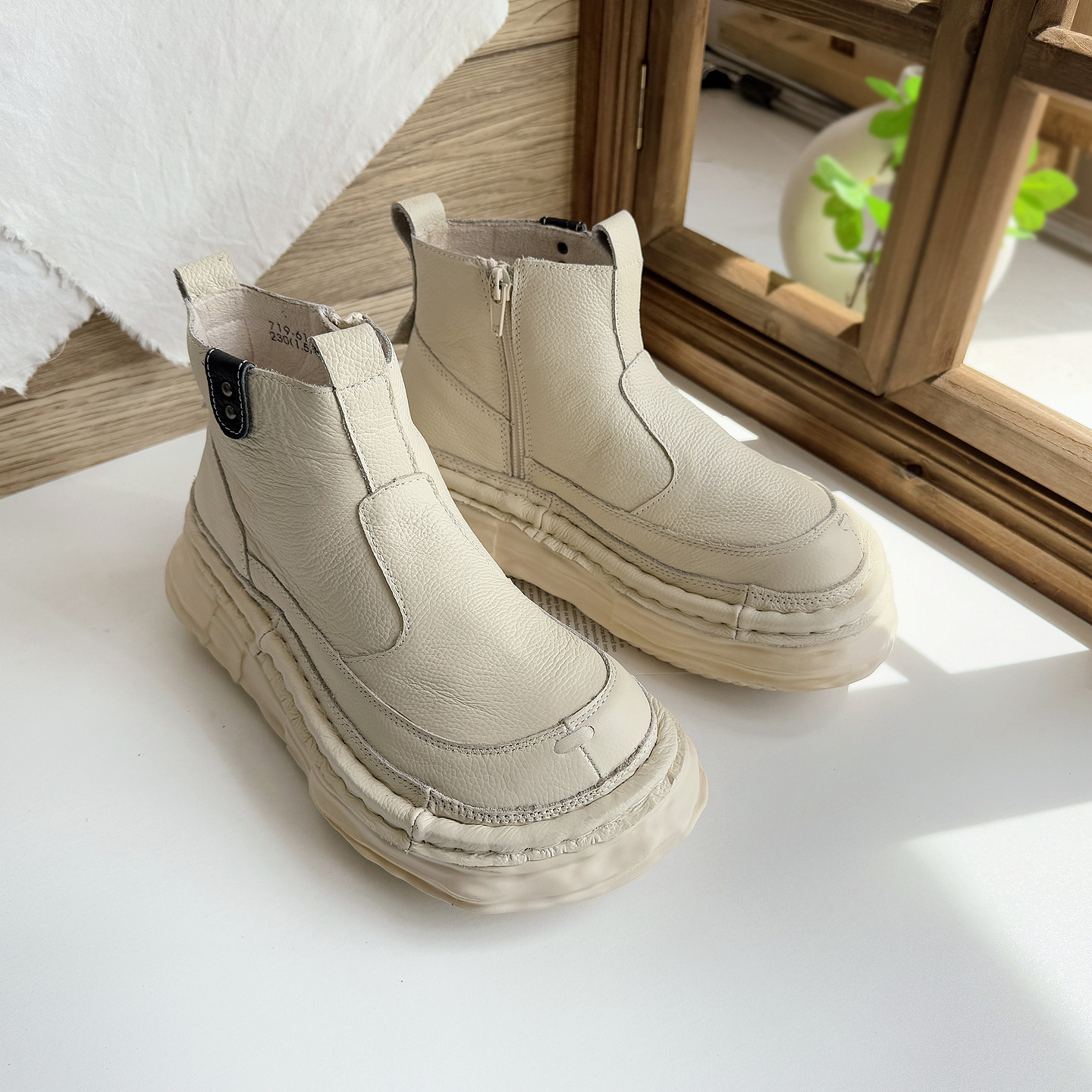 原创手工上线真皮短靴老爹鞋女鞋