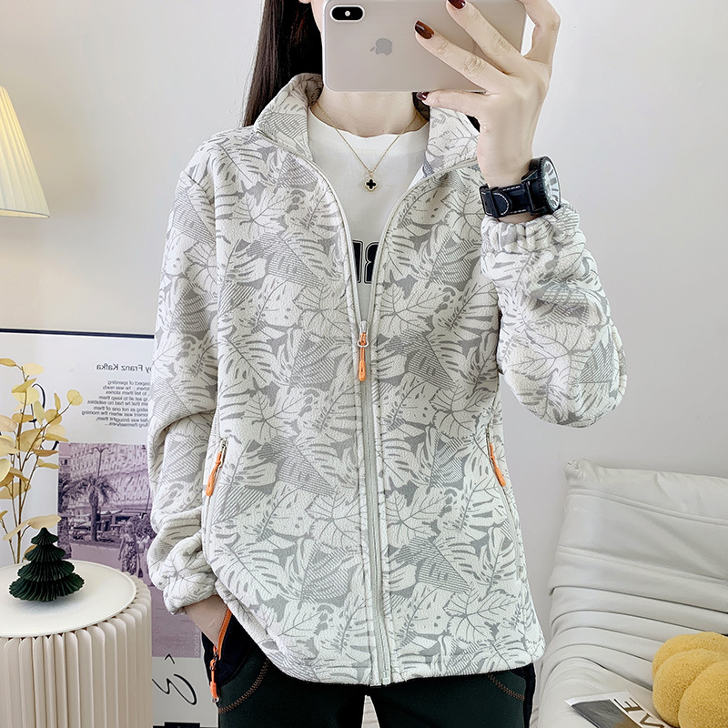 秋冬摇粒绒抓绒衣外套男女户外防寒保暖加厚开衫登山立领加绒卫衣