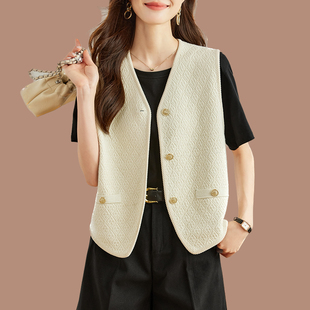 安娜辛蒂小香风马甲女款2025新款春秋款外套叠穿坎肩上衣针织开衫