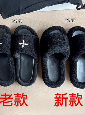 毛毛拖十字架黑色气球新款乌云密布外穿增高拖鞋荒野厚底一字拖女