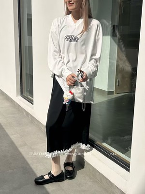 TRUSTME半身裙直筒通勤H花边