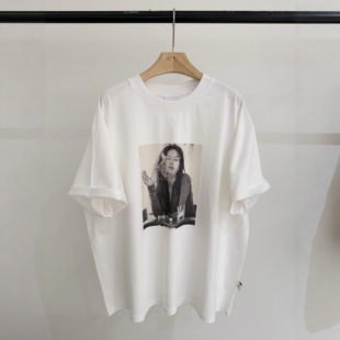 T恤 圆领短袖 皇冠2026春夏韩版 街头风抽烟女孩印花宽松显瘦中长款