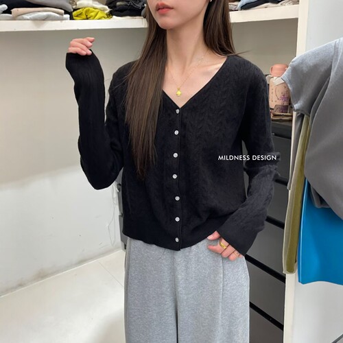 MILDNESS2026秋季韩版时髦百搭修身显瘦羊浣熊麻花毛衣针织开衫女