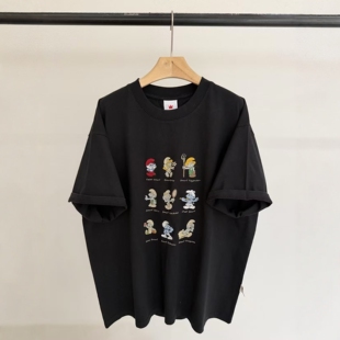 皇冠2026春夏刺绣印花卡通图案宽松休闲百搭中长款圆领短袖T恤女