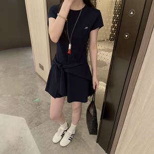RICH PAPA2026夏季韩版刺绣小图案修身显瘦百搭翻领polo连衣裙