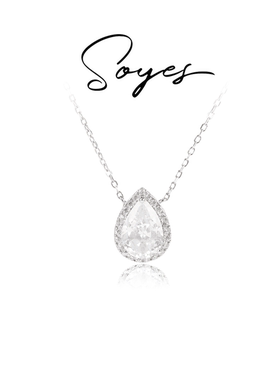 soyes/索野 坠链均925银合成锆石大水滴人鱼泪项链超闪