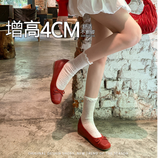 法式优雅蝴蝶结玛丽珍鞋女2026新款小香风内增高软底防滑芭蕾舞鞋