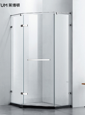 莱博顿钻石型不锈钢淋浴平开无框合页简约现代浴室隔断WAA钻石形