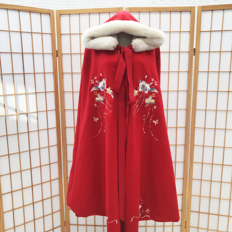 宴清都原创汉服女装配饰刺绣连帽斗篷长款保暖外套秋冬装白菜斗篷|ruв категории Женская одежда, костюм/национальная одежда/театр костюм, 汉服 - от Buy2taobao.com для оказания профессиональной услуги покупки агента Taobao