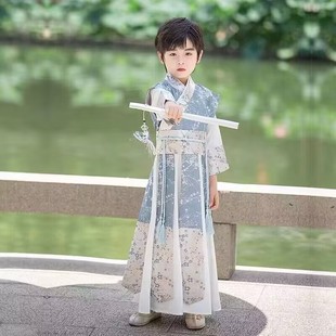 儿童汉服2025新款男童秋季国学演出套装古风飘逸国潮帅气武侠唐装