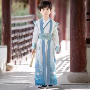 儿童汉服男童国学演出服中国风日常套装超仙小孩女童古装毕业礼服