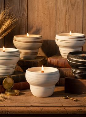 福缭FuLau坤地香薰蜡烛手作陶瓷家居摆件青草味香薰持久扩香留香