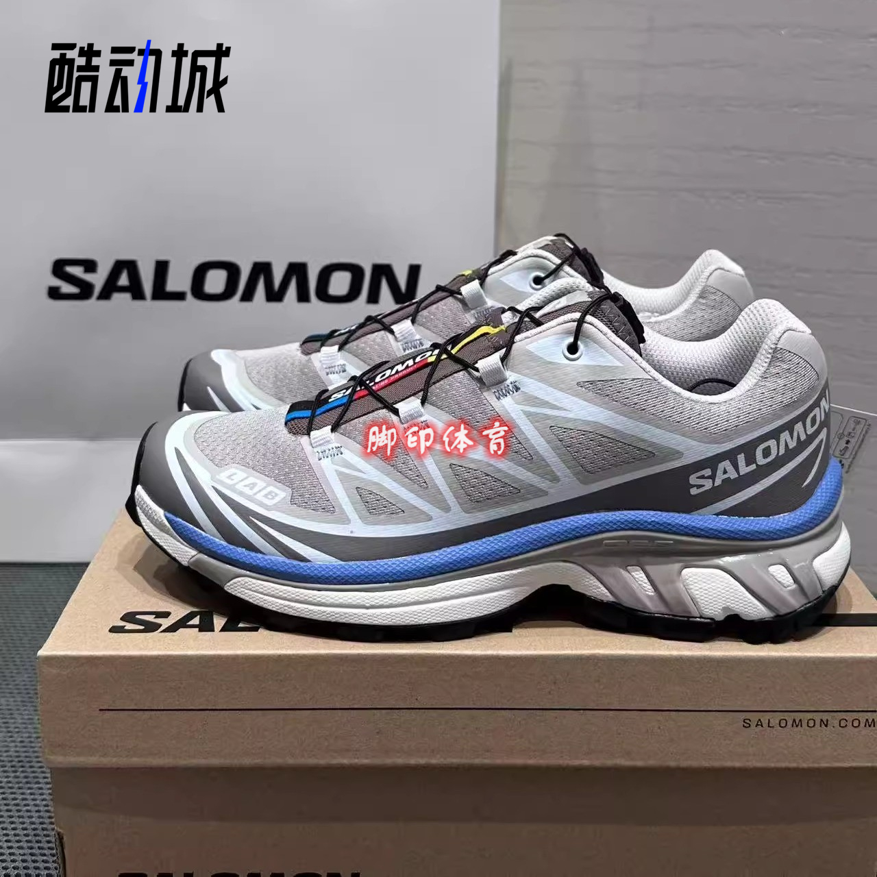 SALOMON萨洛蒙XT-6 舒适防滑耐磨低帮跑鞋灰蓝色 男女同款 477391