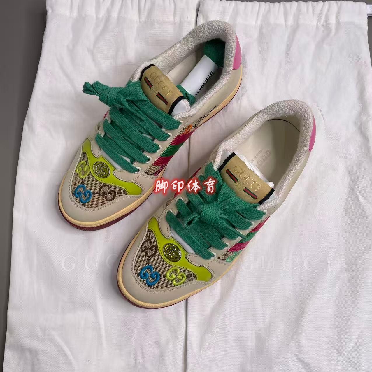 GUCCI古驰 Screener 帆布 刺绣圆头 低帮 板鞋 女款 白色