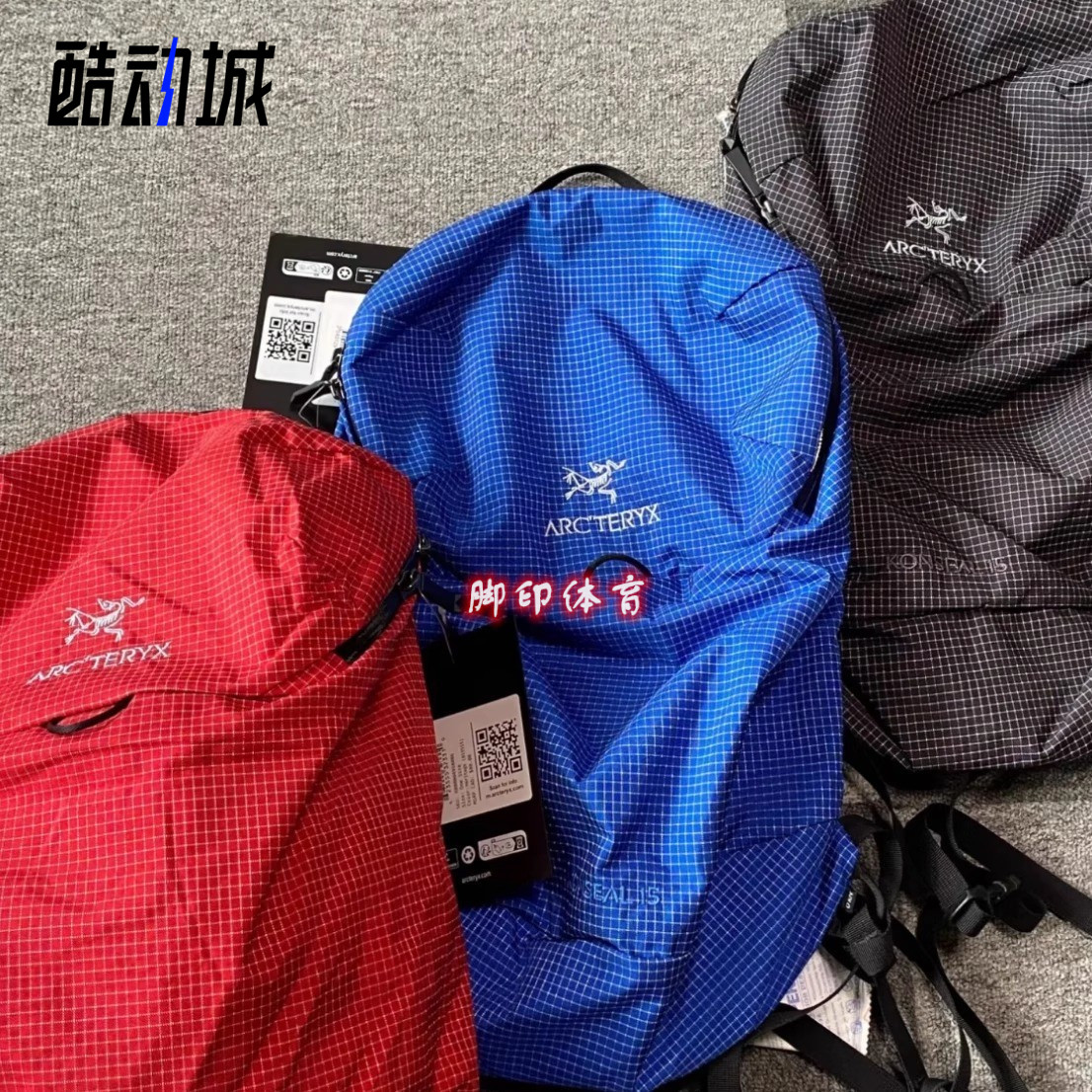 Arcteryx始祖鸟 Konseal 15L 简约大容量格纹双肩包 男女同款黑色