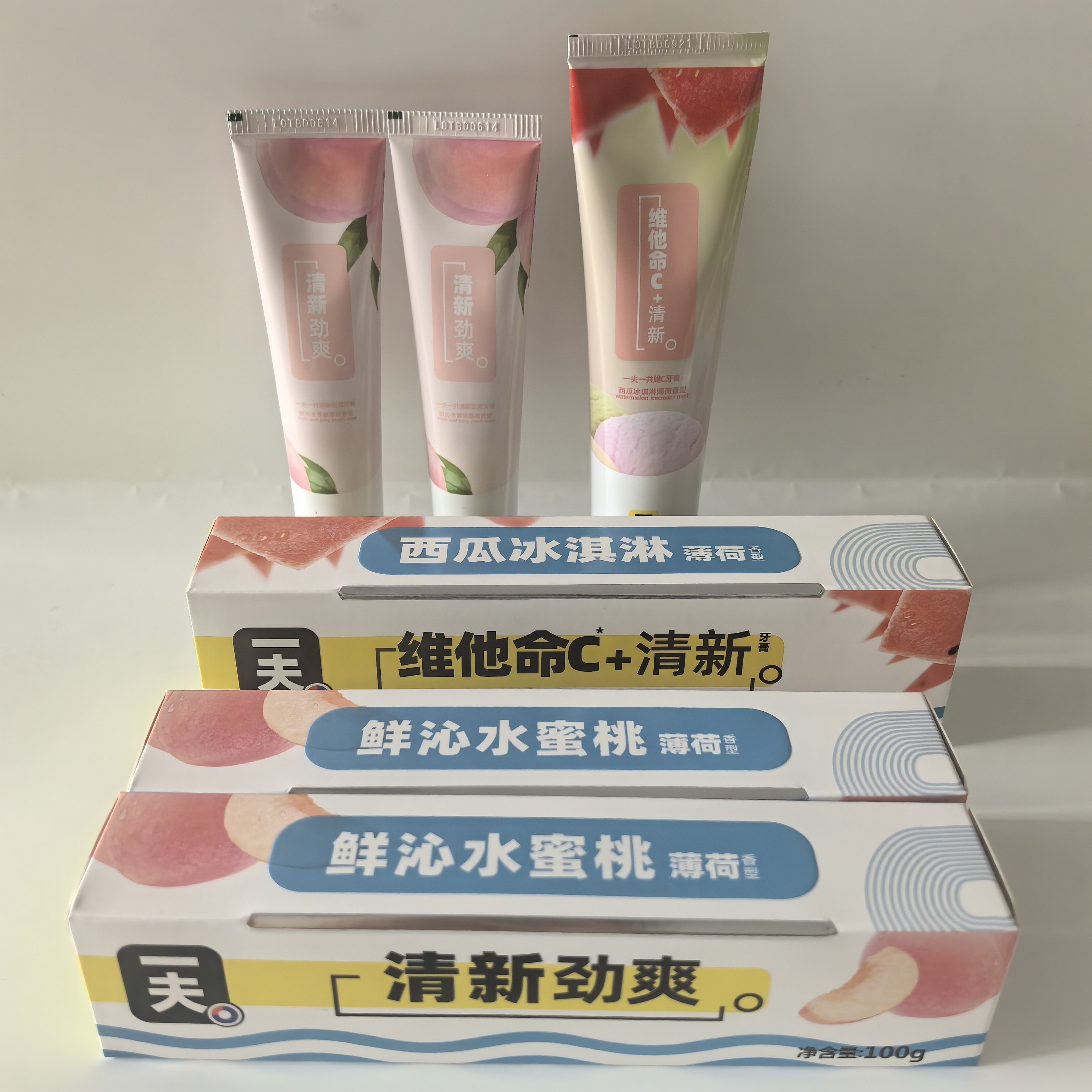 一夫一井牙膏西瓜冰淇淋薄荷鲜沁蜜桃清新口气初夏柠檬小苏打