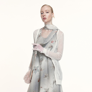 薄外套25夏新款 艺之卉镂空防晒针织开衫 白色斜条纹外披空调衫