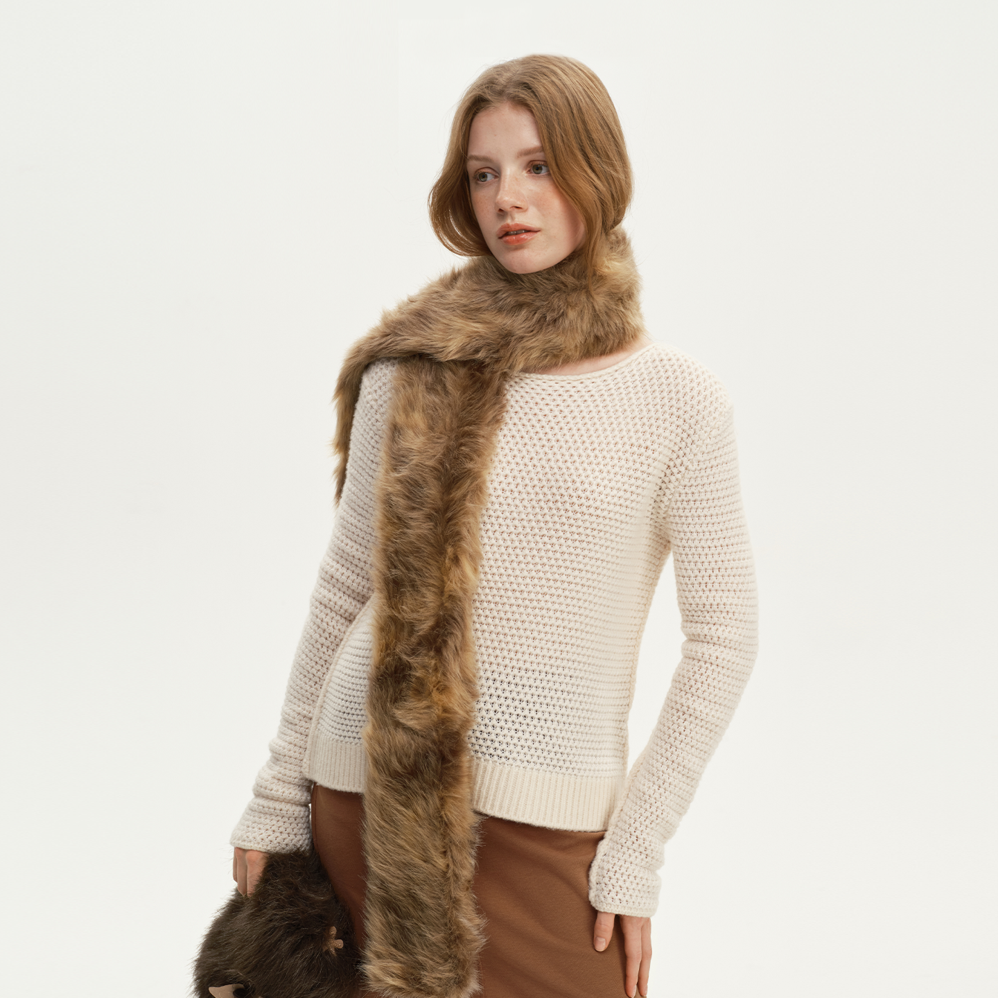 艺之卉miu系针织衫俏皮软语奶白色毛衣2025秋新款