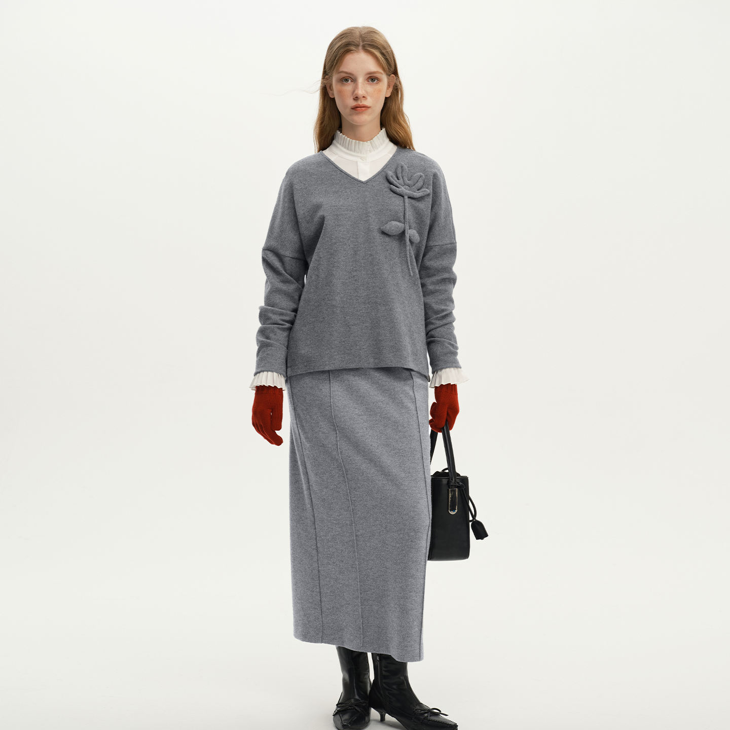 艺之卉慵懒慢人风卫衣套装套头长袖羊毛上衣半身裙2025秋新款