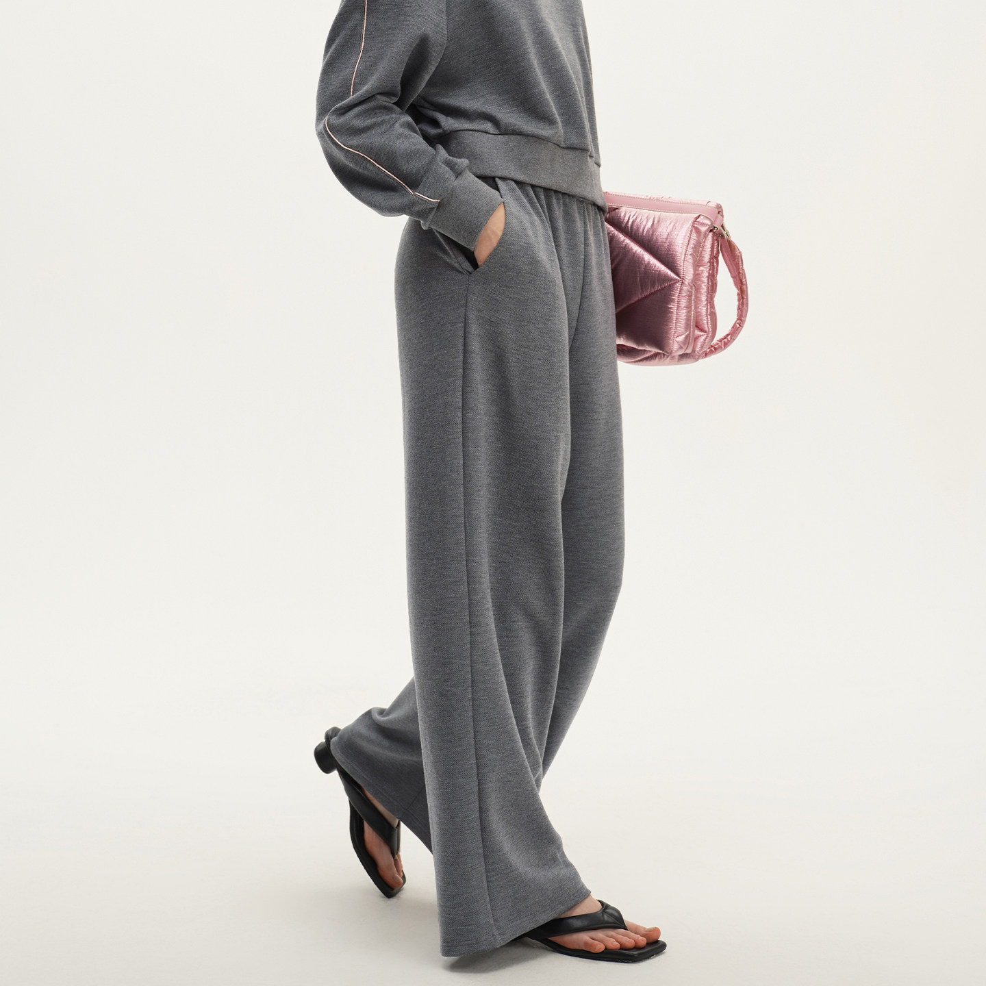 艺之卉长裤松紧腰直筒休闲裤