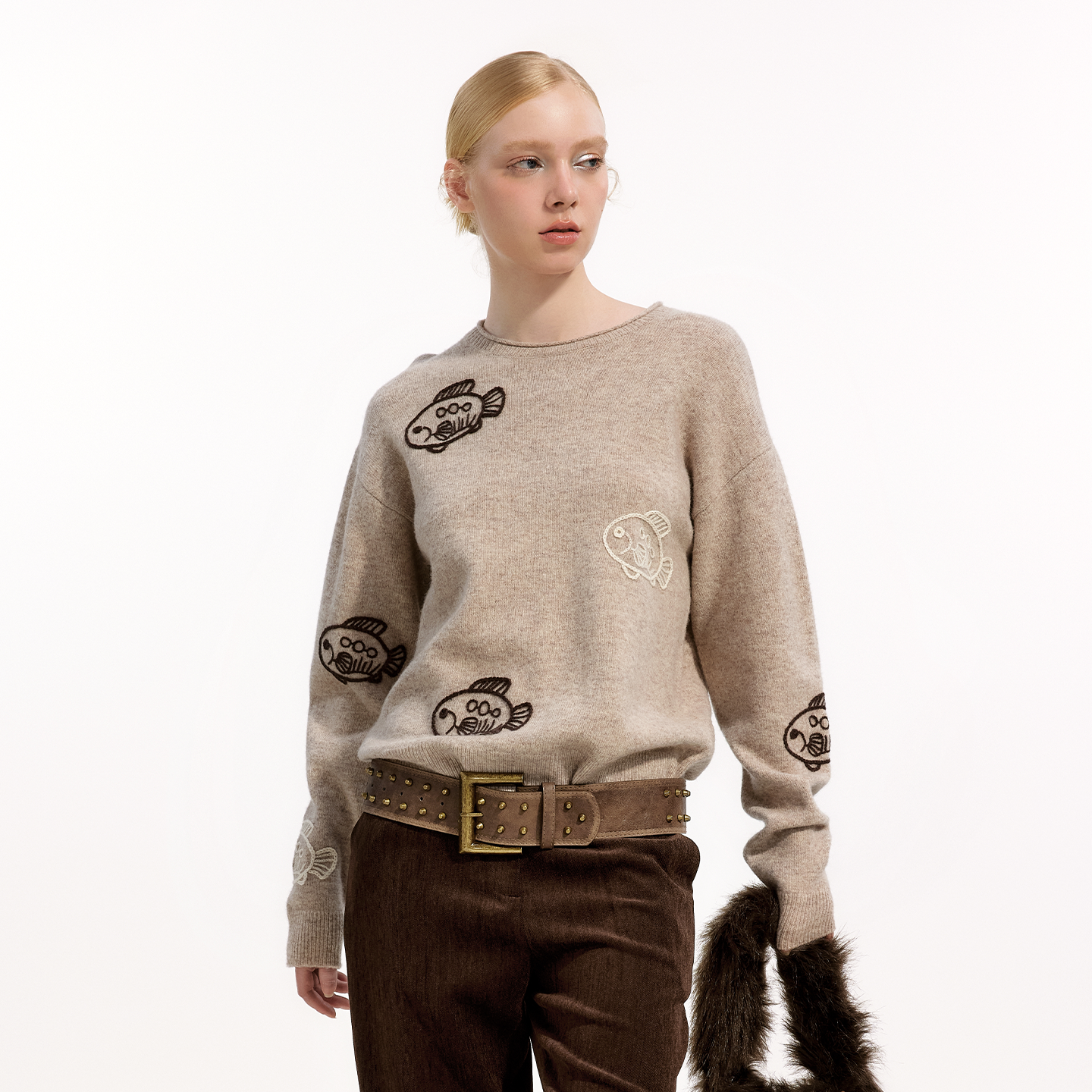 艺之卉疗愈绒感100绵羊毛毛衣卡通印花鱼羊毛衫2025冬新款,女装/女士精品,毛衣,淘宝优惠券,粉丝福利购,淘宝优惠卷