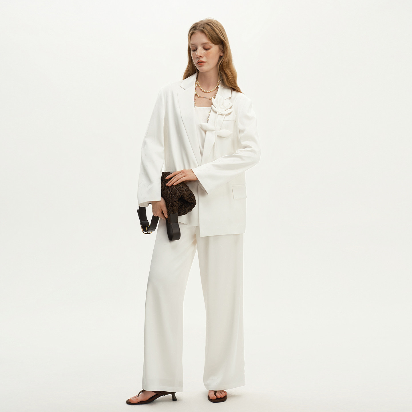 艺之卉时髦得体风白色西装套装西装外套通勤西装裤2025秋新款