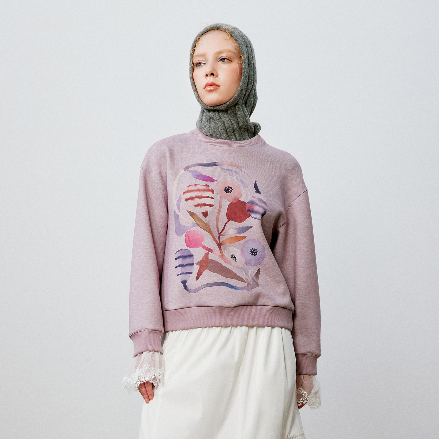 艺之卉疗愈感浆果印花加厚卫衣2025冬新款