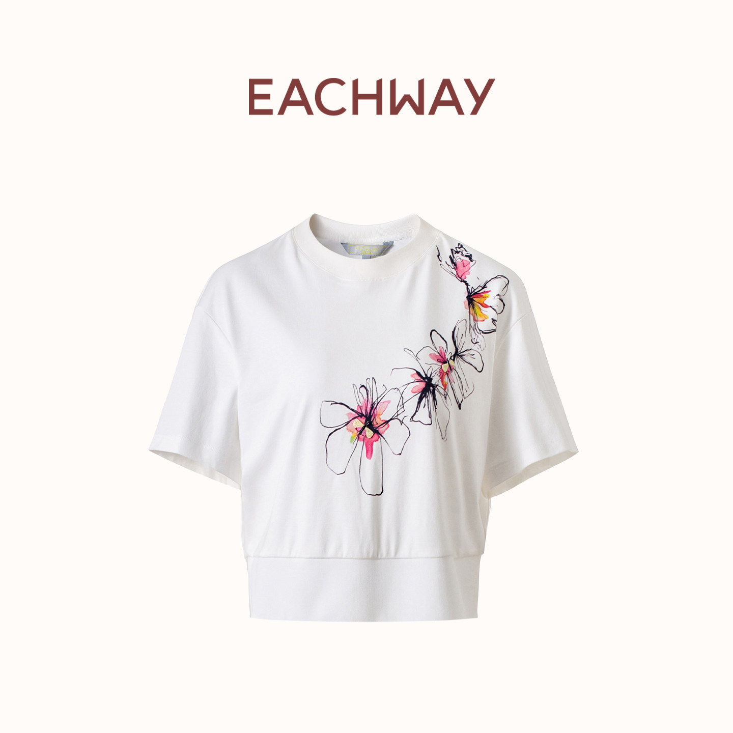 艺之卉水墨印花透气舒适T恤