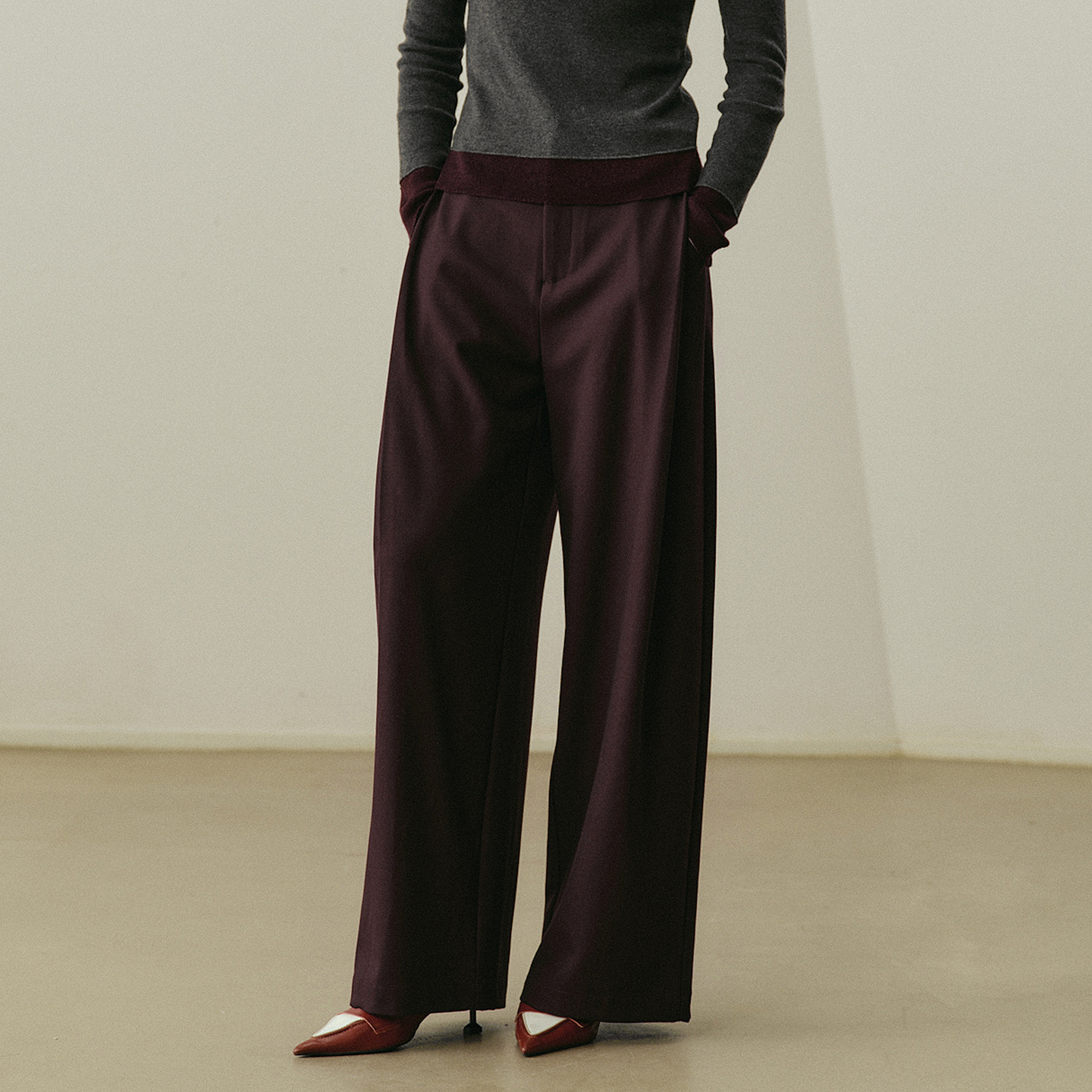 艺之卉游牧风热巧克力色休闲裤显瘦长裤2025冬新款