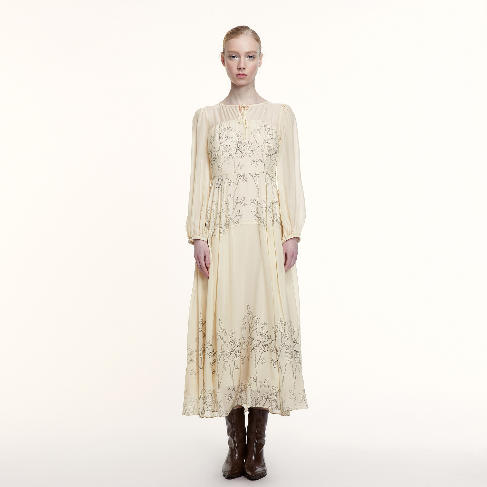 Eachway艺之卉艺术印花长连衣裙