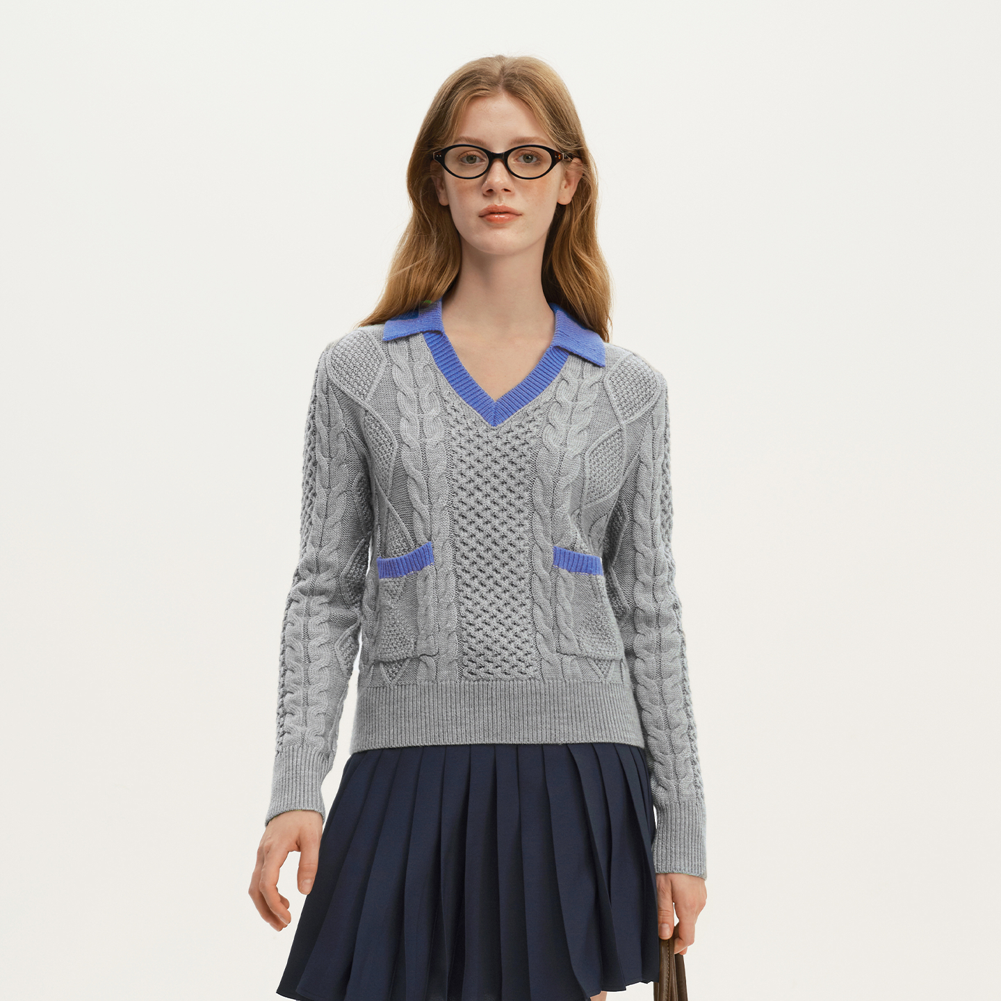 艺之卉高保暖羊毛绞花纹理毛衣