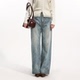 新款 浅蓝提花直筒摩登复古磨毛牛仔长裤 云水纹 艺之卉