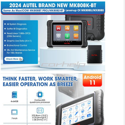 批发道通Autel MK808K-BT OBD2 DiagnosticScanner tool 海外全球