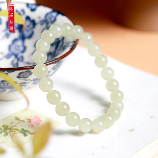 和田玉晴水手串收藏浅色6毫米8毫米收藏上乘优选玉料手链
