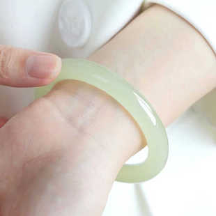 阿富汗玉青白色手镯碳酸盐质玉玉镯古风天然玉手镯