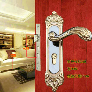 修 钢木门执手复古装 小50轴承门锁具欧式 仿古黄古铜卧室内房间套装