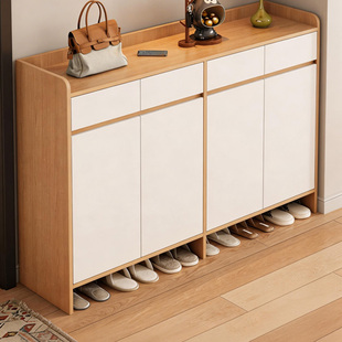 鞋柜家用门口电梯口外楼道走廊大容量储物2026新款实木鞋子收纳柜