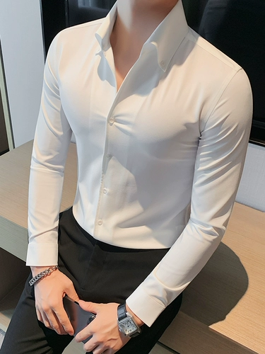 Рубашка, пиджак классического кроя, французский стиль, V-образный вырез, изысканный стиль, облегающий крой