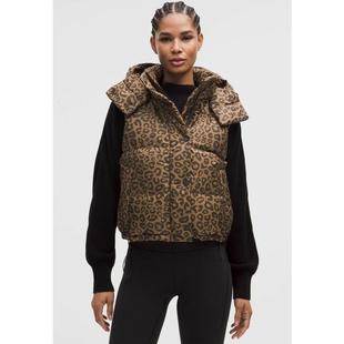 代购lululemon露露乐蒙女士羽绒马甲防风防水保暖轻盈豹纹印花