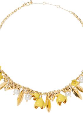 代购kate spade女士项链精致时尚优雅亮眼金色黄色花朵珍珠点缀